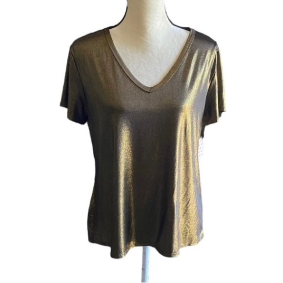NWT-FACE KISSES-BLACK & GOLD TOP-SIZE LARGE - Picture 1 of 8